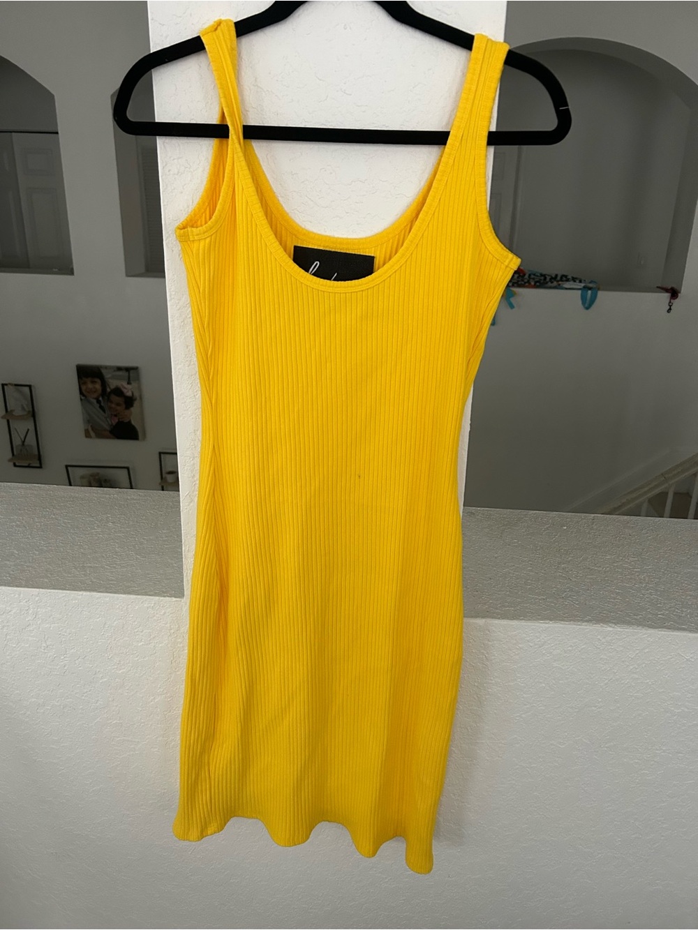 Sleeveless Ribbed Mini Dress in Yellow